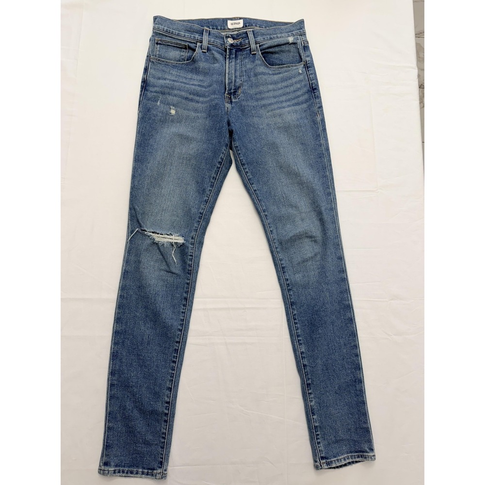 Hudson Jeans Mens 30x32 Blue Medium Wash Slim Skinny Zane Riff Distressed Denim